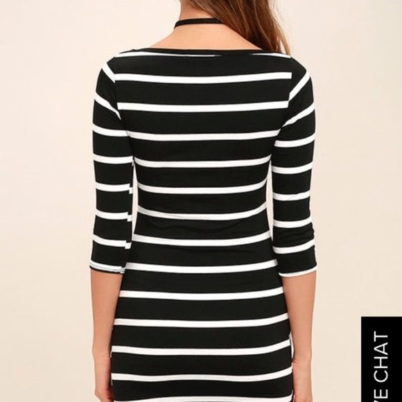 Lulus Black and White Striped Dress - Picture 6 of 6